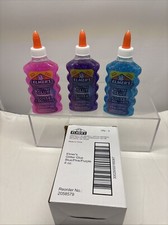 3 X Elmer's Glitter Glue Washable 6 OZ EACH PINK BLUE PURPLE B40