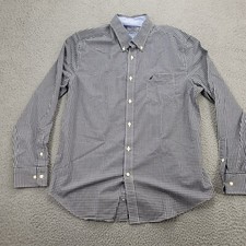 Nautica Shirt Mens Large Plaid Blue Long Sleeve Button Down Dress Shirt
