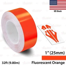 1" Roll Vinyl Pinstriping Pin Stripe Line Tape Sticker 25mm FLUORESCENT ORANGE