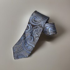 Stafford Silk Necktie Brown And Light Blue Paisley 58 1/2 X 3 Inches L:T2 