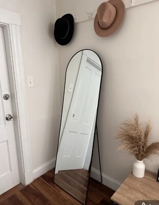 Modern Arch-Top Floor Standing Mirror - Slim Aluminum Alloy Frame