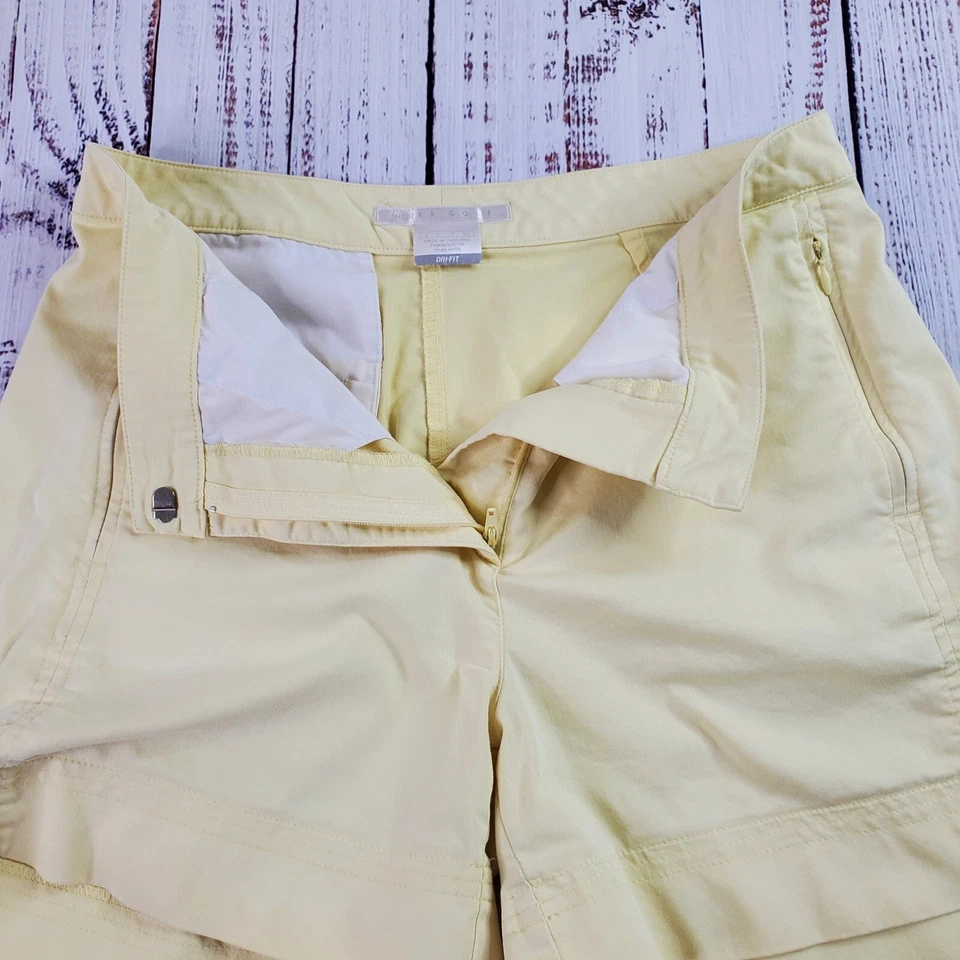 Pantalones Cortos de Golf Nike Para Mujer S 6 Amarillo Frente Plano Dri-Fit Bolsillos con Cremallera Básicos 4.5 pulgadas Foto 3 de 4