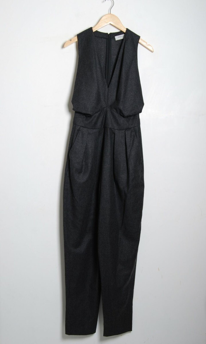 Yves Saint Laurent Jumpsuit Black Wool Blend Sleeveless V