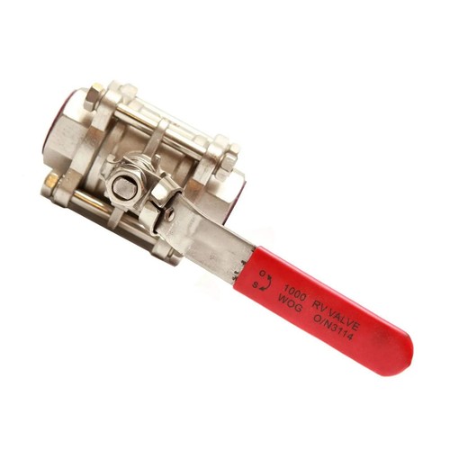 RV Ball Valve ON/OFF 316 Stainless Steel WOG 1000 3114 1 ½” 40mm Red - Picture 2 of 7