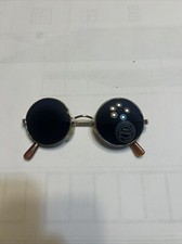 Round Gold Steampunk Goggle Sunglass with Gray Lenses - Orwell