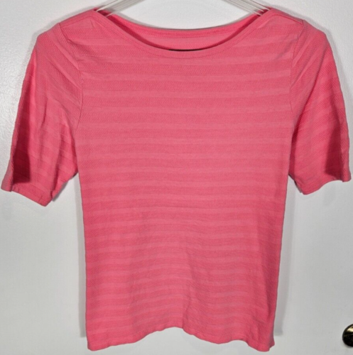 Charter Club Women's Size Large Pink Textured Shirt Top Short Sleeve | eBay