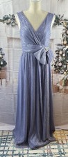 Eliza J Size:8 Women Lined Bow  Sleeveless Full- Length Gown Dress Metallic Knit