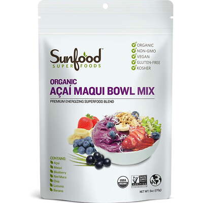 Organic Acai Maqui Bowl Mix Superfood Powder with Antioxidant, 6 oz