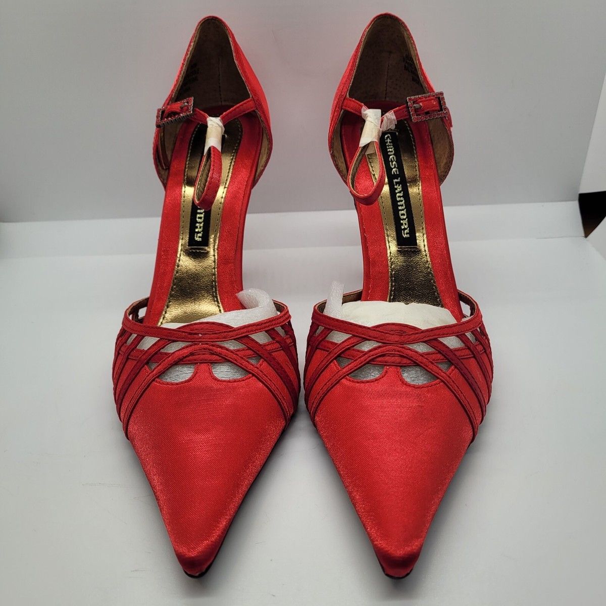 Chinese Laundry Heels Womens SZ 8.5M Red With Red Rhinestone Chinese Laundry Heels Womens SZ 8.5M Red With Red Rhinestone