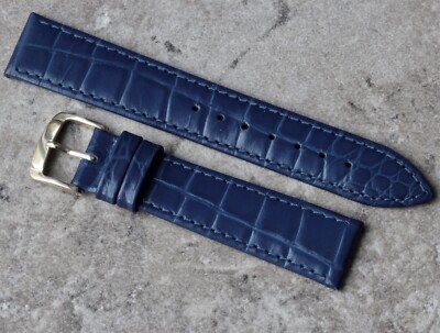 時計 18mm Real CROCODILE Watch Straps Vintage Blue alligator pattern 18mm Genuine Leather vintage watch strap by