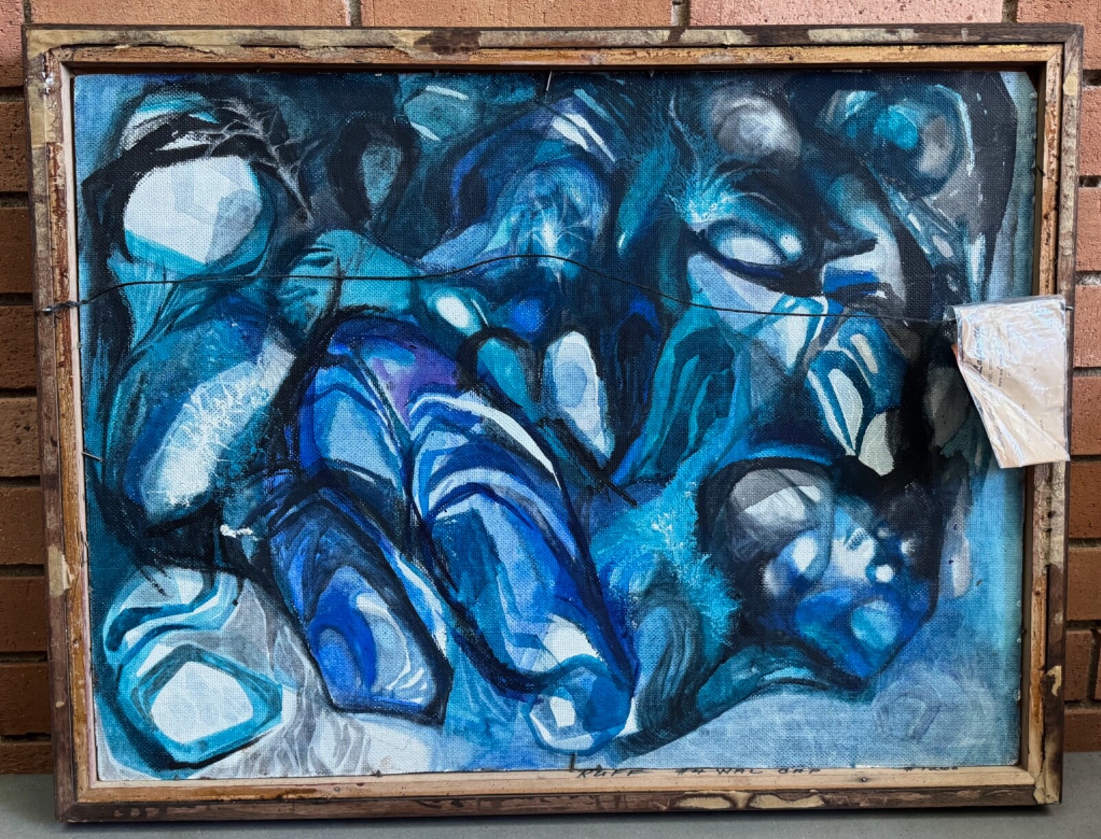 Vintage MCM Abstract Harbor Oil Painting Mid Century Modern Art Signed 60s 70s