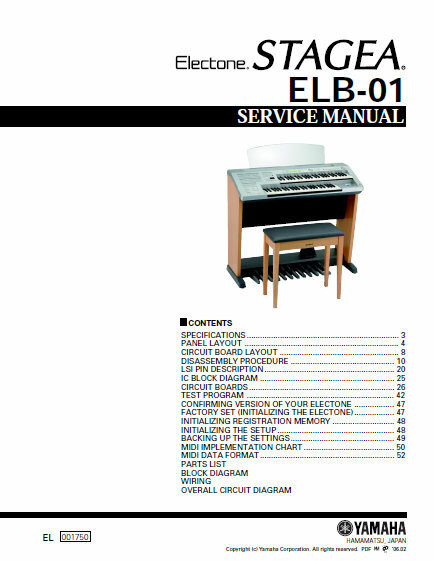 YAMAHA ELB-01 SERVICE MANUAL BOOK IN ENGLISH INC SCHEMS ELECTONE 