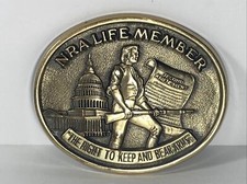 NRA LIFE MEMBER Solid BRASS Belt Buckle  The Right to Keep and Bear Arms  Jadco