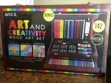 Art 101 Art and Creativity Wood Box Art Set 142 Pieces New Sealed