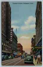 Hotel Barnum Howlands Fairfield Avenue Bridgeport Connecticut CT Linen Postcard
