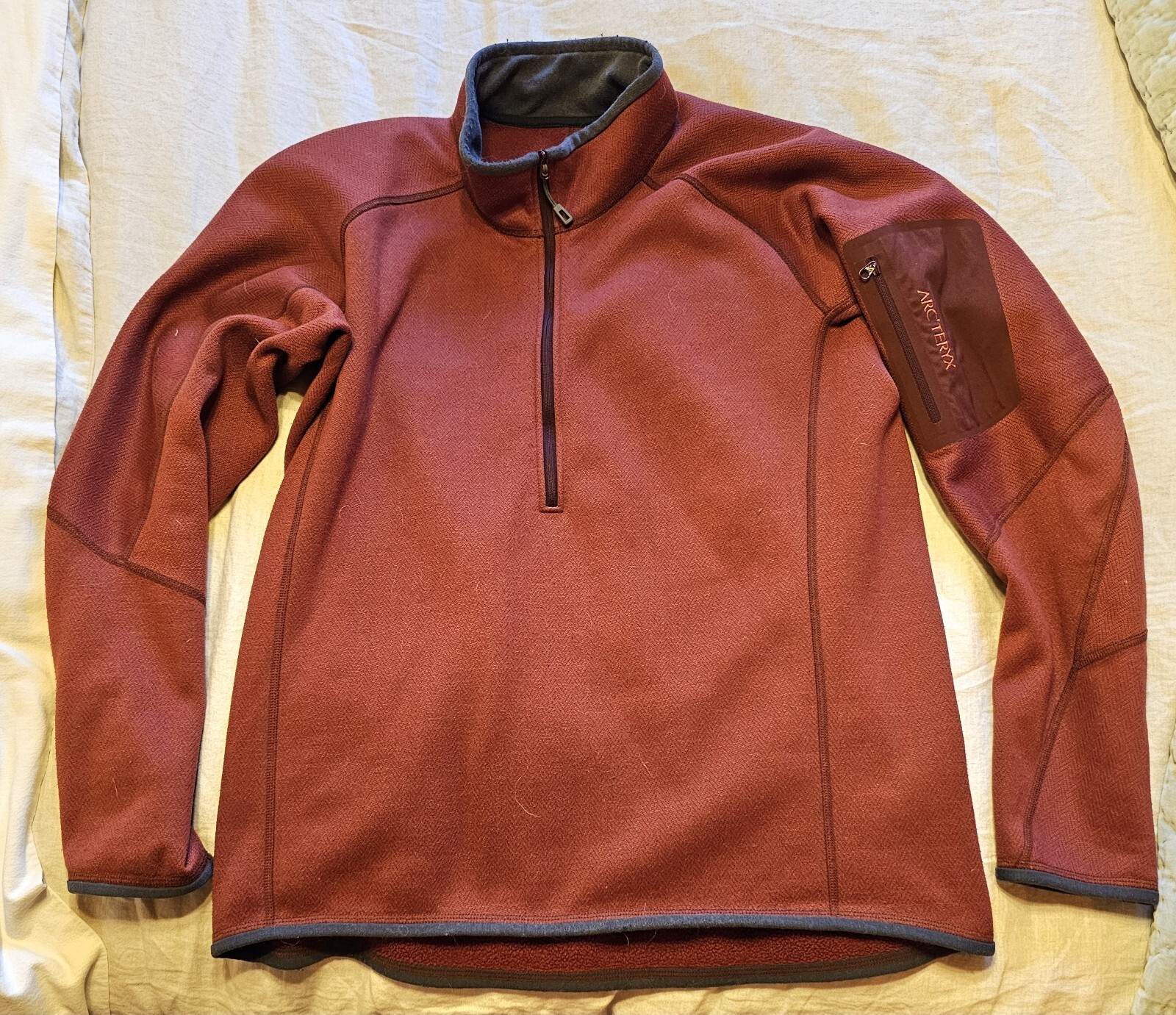 ARC'TERYX Arcteryx Vintage Uomo Covert Pullover M Medium Rosso Ruggine Pile 1 2 Zip Canada