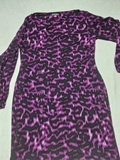 Vince Camuto Dress Womens Large black purple long sleeve Casual Fitting