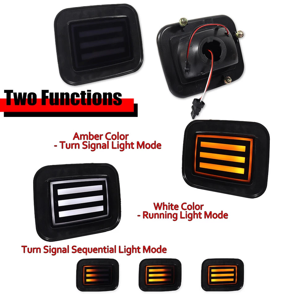 For 2003-2009 Hummer H2 Smoke Switchback LED Front Bumper DRL Turn Signal Lights - Image 2 of 4