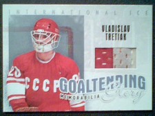 VLADISLAV TRETIAK   AUTHENTIC 2-COLOR SEAMED PIECE OF GAME-USED JERSEY /60  SP