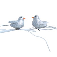 Silber Glitzer 10Cm 2Er Pack Clip-Bird Weihnachtsbaum Deko