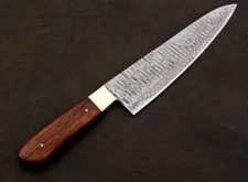 HANDMADE DAMASCUS STEEL CHEF KNIFE UTILITY KITCHEN KNIFE WOOD HANDLE