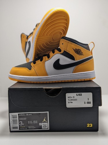 Nike Air Jordan 1 Mid Pre School Size 3Y Taxi Black White 640734-701 | eBay