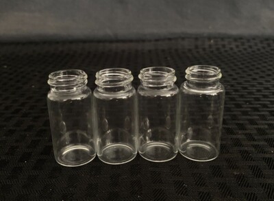 Lot of (4) Laboratory 20mL Glass Vials Only 57mm H x 27mm O.D., No Screw Cap