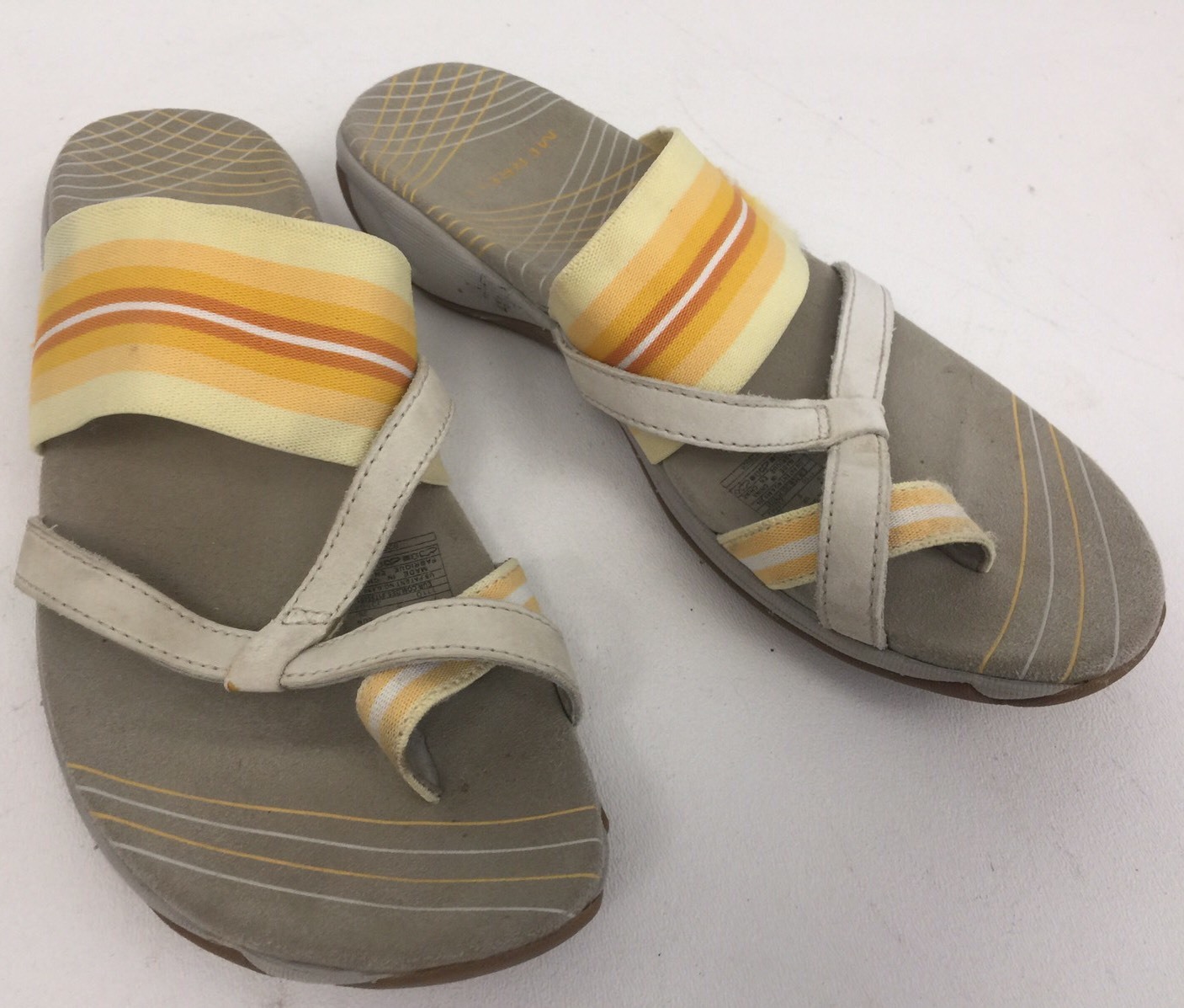 Sandalo donna Merrell "Zinnia" cinturino slides arancione giallo pelle marrone taglia 7