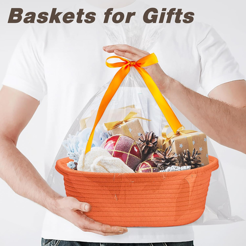 Small Woven Basket with Gift Bags and Ribbons Durable Baskets for Gifts Empty,, - Picture 2 of 12