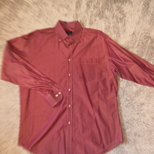 Bugatchi Uomo Mens Striped Long Sleeve Cotton Button Up Dress Shirt L