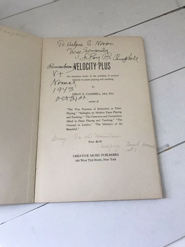 Velocity Plus By Leroy B. Campbell 1940, Author signed & dated + Course Receipt - Image 2 of 4
