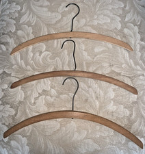 Wood Hangers 16" brown lot of 3 Vintage Hipster MCM