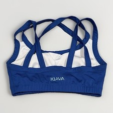 KIAVA Women's Blue Endurance High Impact Support Criss Cross Straps Sports Bra S