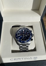 Certina DS Action Diver 43mm Quartz Blue Dial 300m Chrono + Date, BOX + PAPERS