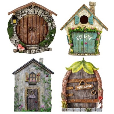 4PCS Miniature Fairy Gate Wooden Decoration for Garden and DIY Projects