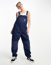Carhartt Work In Progress WiP Women  s XS Alma Blue Bib Overalls Straight Leg EUC