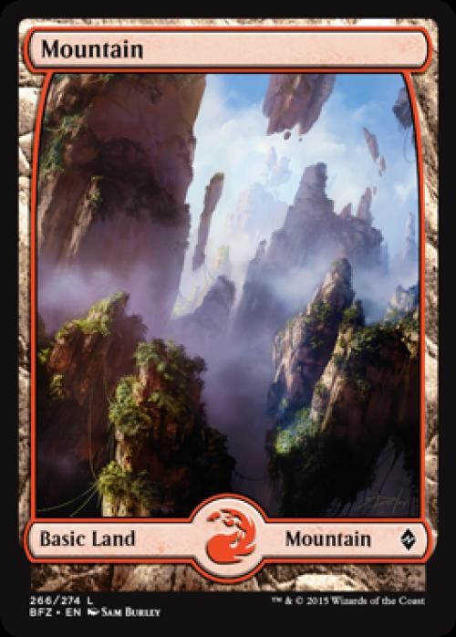 Mountain (266) (Full Art) -Foil Near Mint MTG Battle for Zendikar