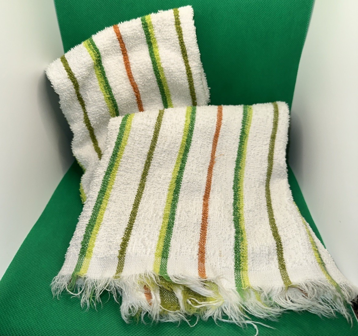 S With Fringe Orange/green Set Of 2 Retro