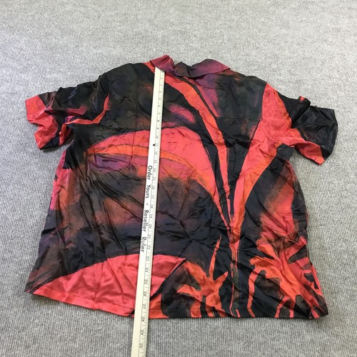 Louisa Ballou Shirt Mens XL Red Black Silk Queen’s Gambit Weekend Button Up USA - Picture 9 of 12