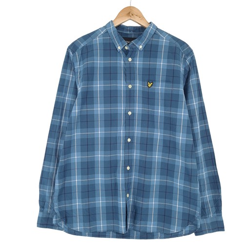 Lyle & Scott, Lyle & Scott Herren Hemd Vintage blau kariert Größe L Baumwolle Ji1