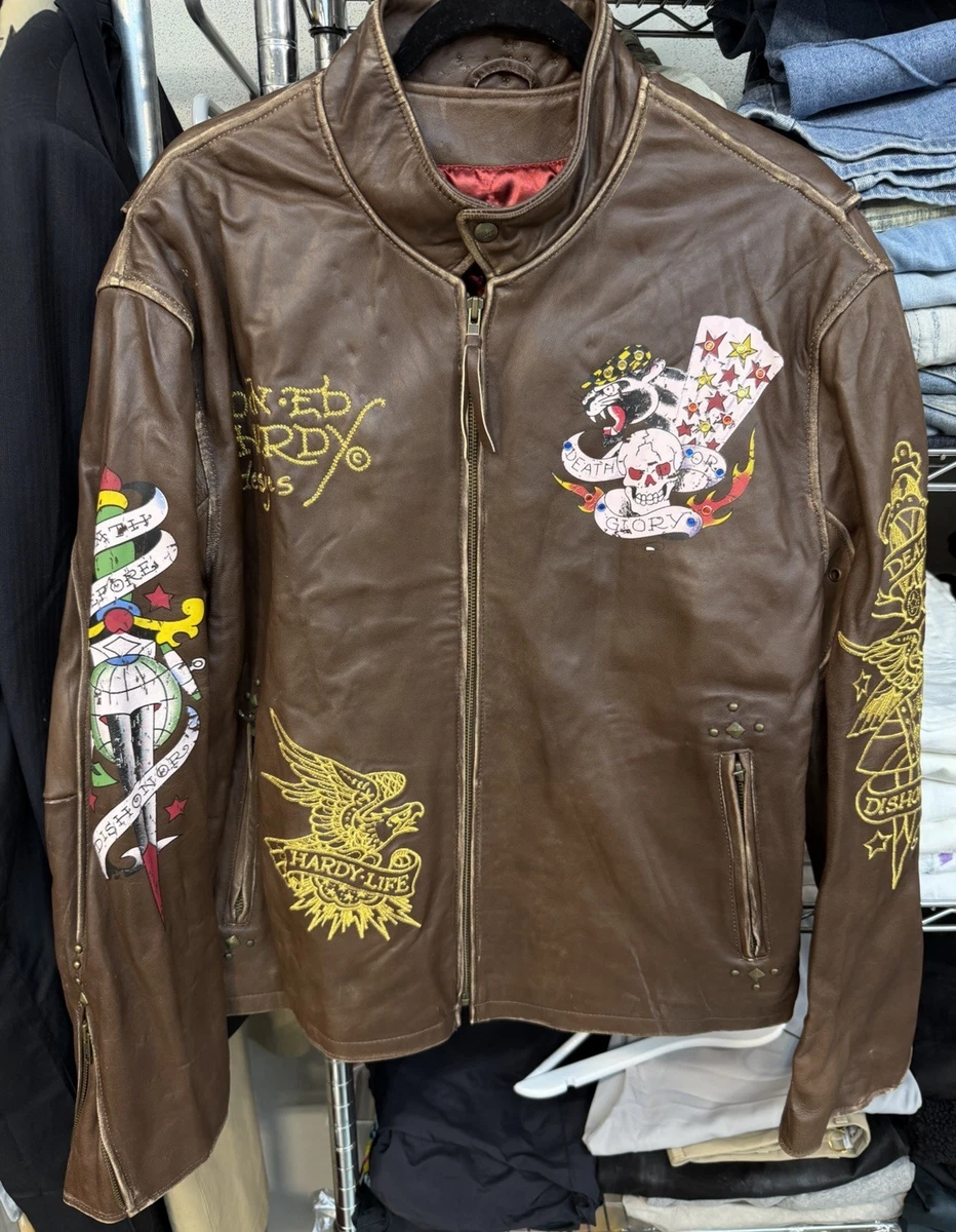 Ed Hardy Leather Outer Shell Coats, Jackets & Vests Motorcycle