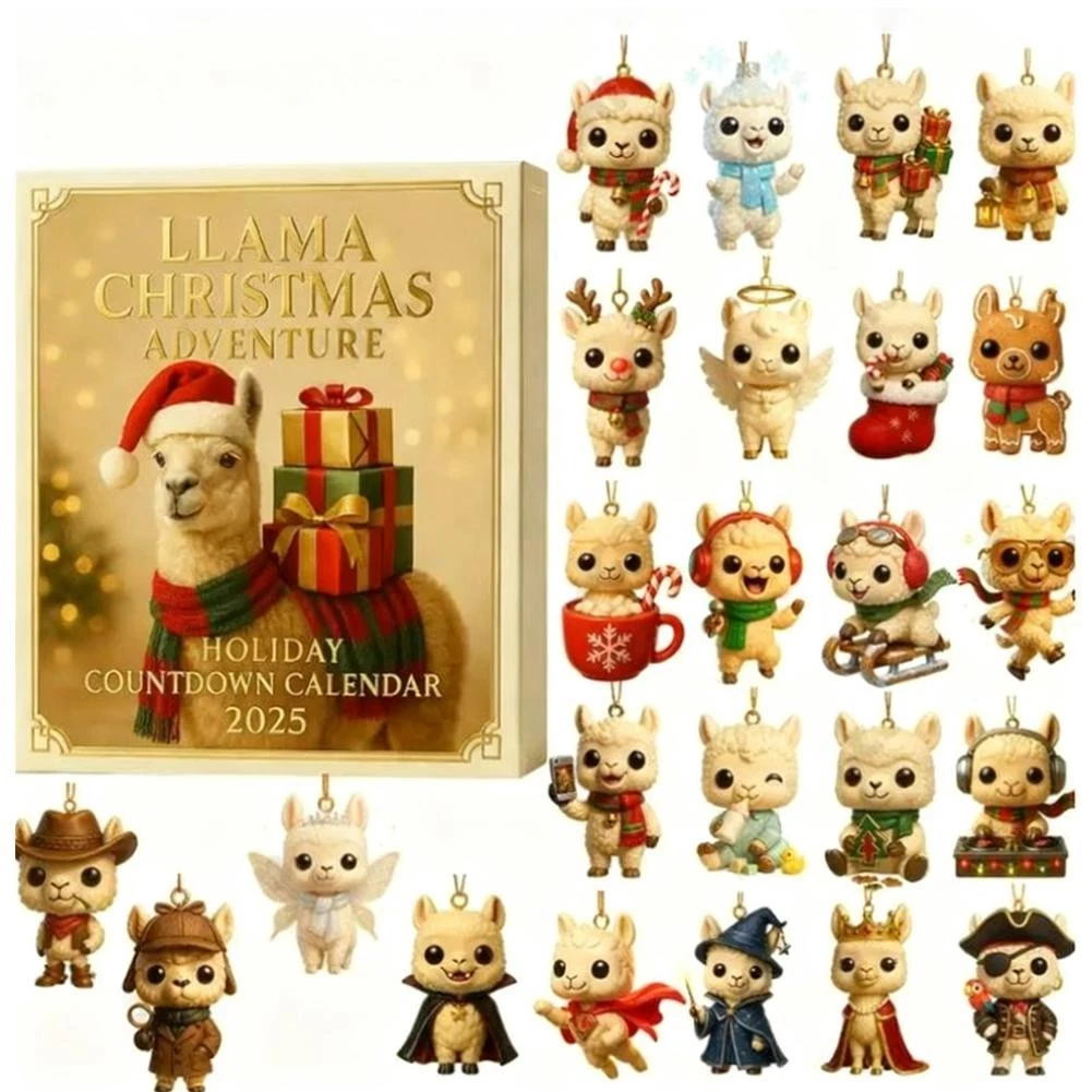 Christmas Advent Calendar Alpaca 2025 24-Day Christmas Countdown Calendar