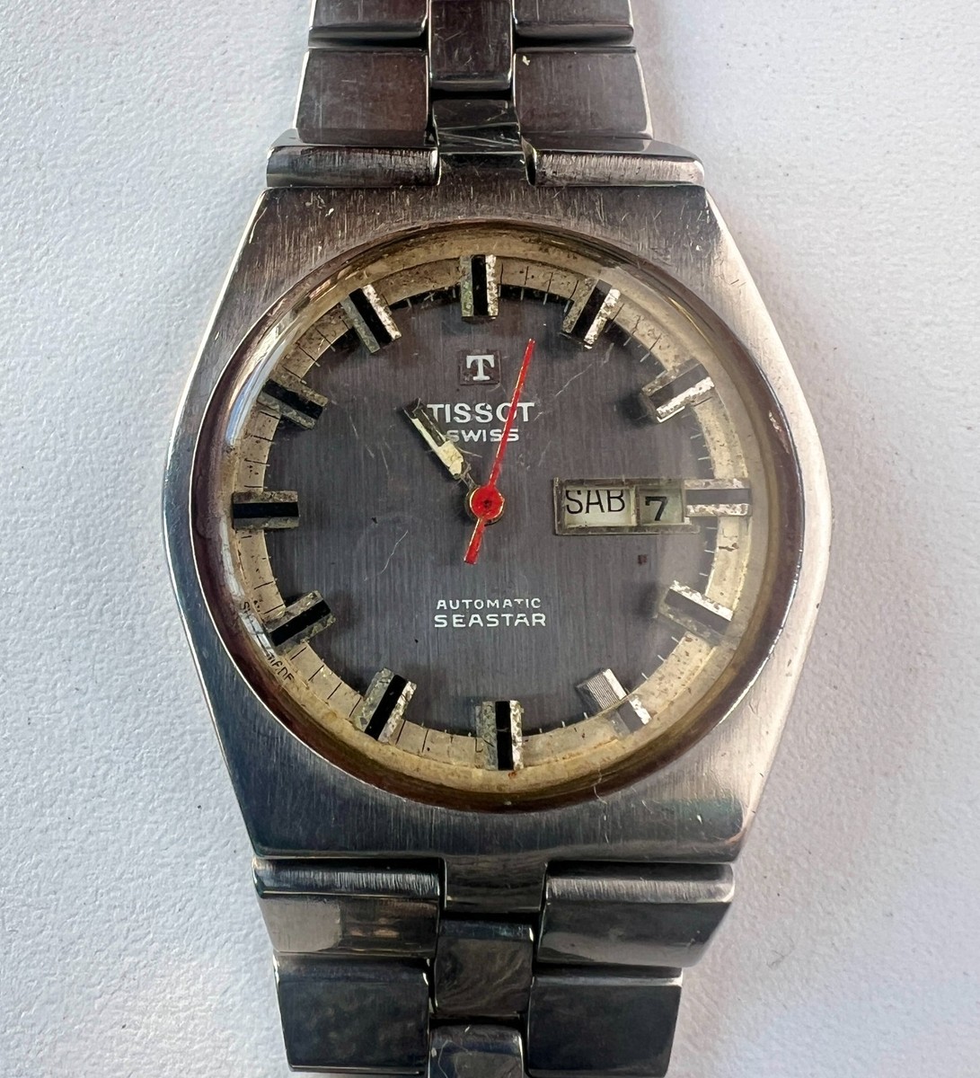 TISSOT Seastar Automatic Watch Vintage Cal 2571 Mens Blue Dial To