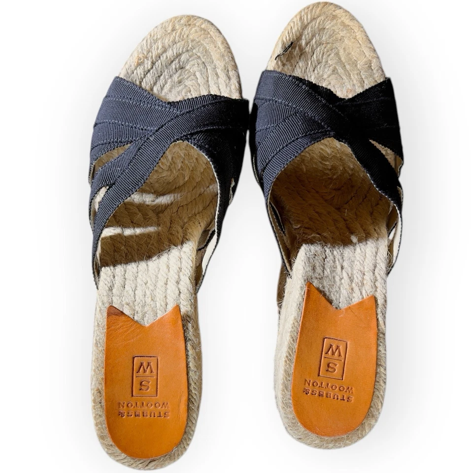 Sandalias de cuña Stubbs & Wootton negras "KELLY" - UE 37 Foto 2 de 4