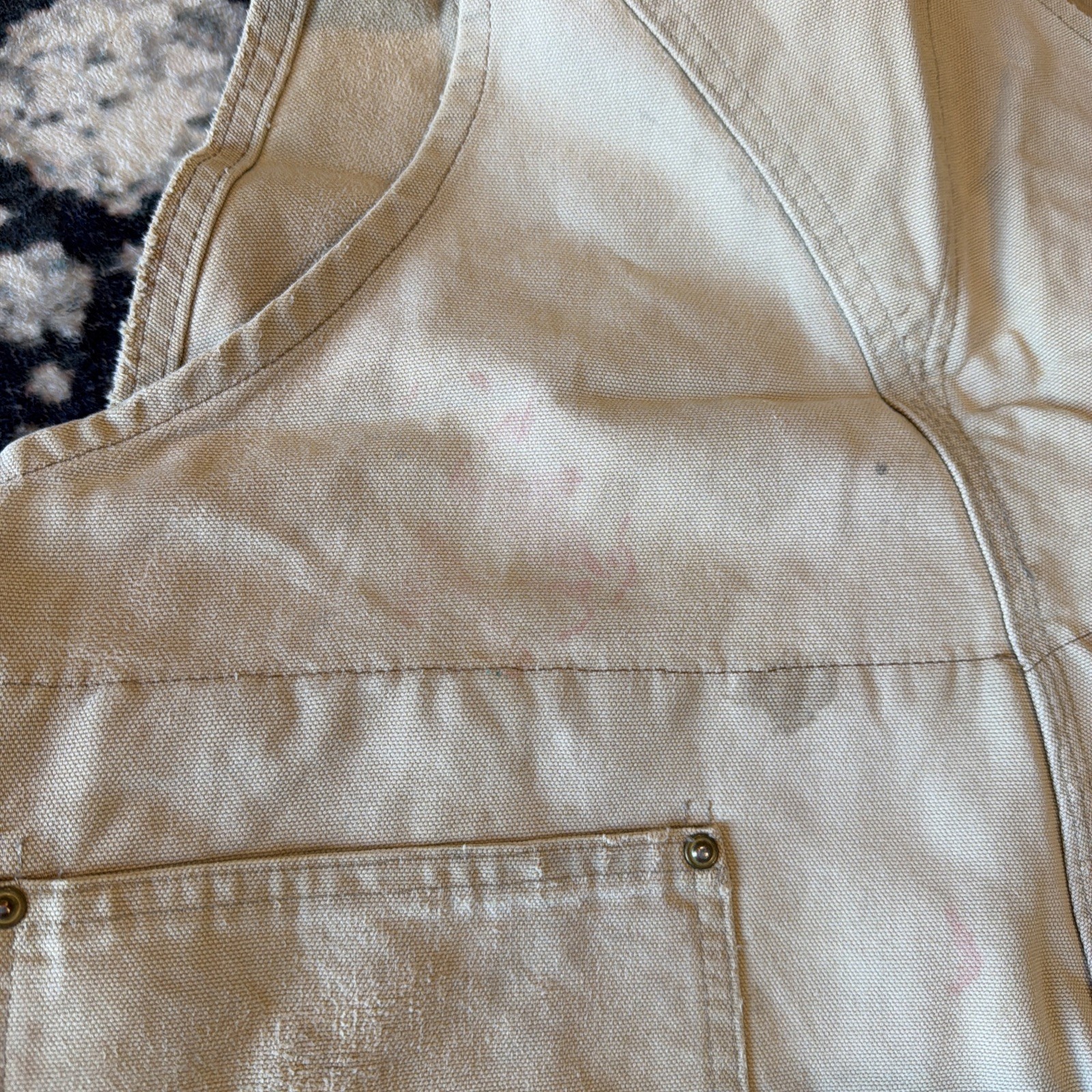 Vintage Carhartt Overalls RED Quilt Lined 38x30 Union Made USA Distressed Look thumbnail 16