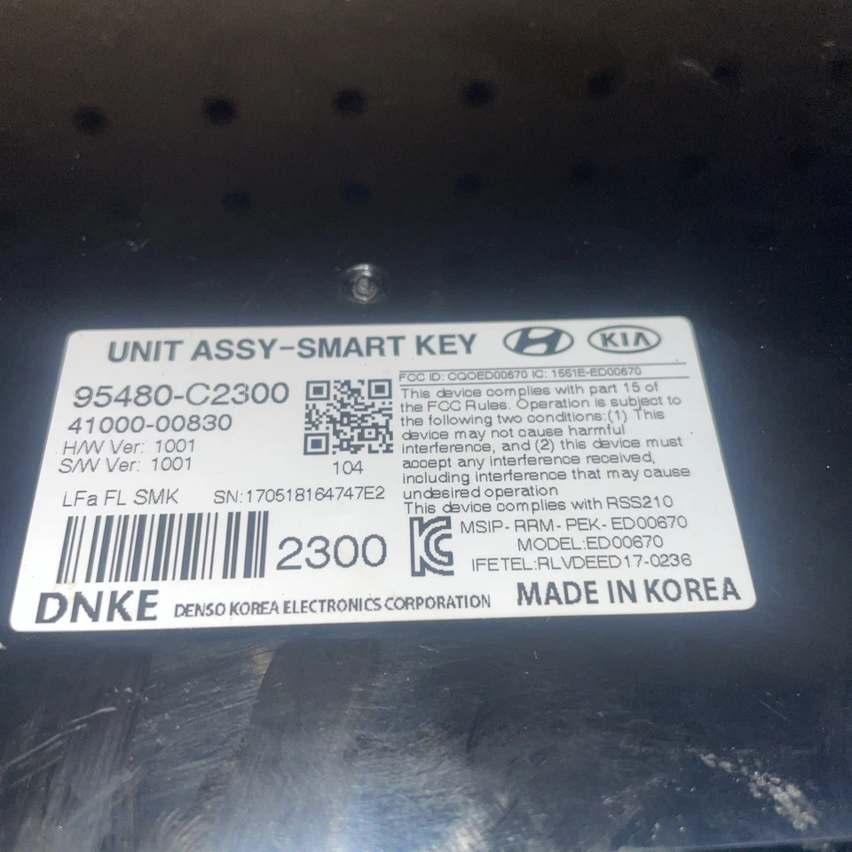 2016 - 2017 现代索纳塔智能无钥匙进入控制模块原始设备制造商 95480-E6001 — 第 4/4 张图片