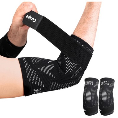 Caspe 2 Pack Elbow Compression Sleeve with Strap   Compression Sleeves for