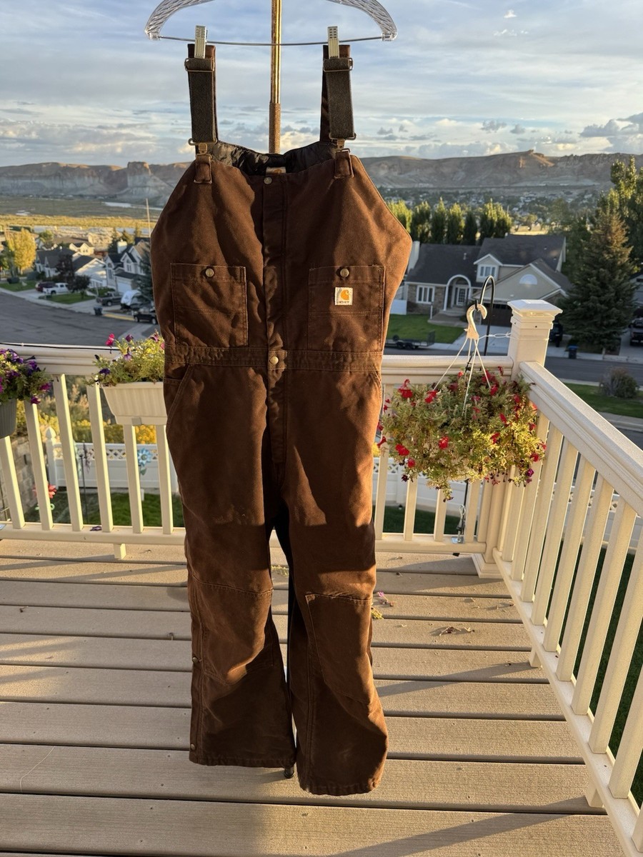 CARHARTT WOMEN'S DARK BROWN INSULATED BIB OVERALLS, SIZE 20x30