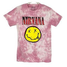 Officially Licensed Nirvana Nevermind Smiley Grunge Tee Pink Tie Dye Small NWOT