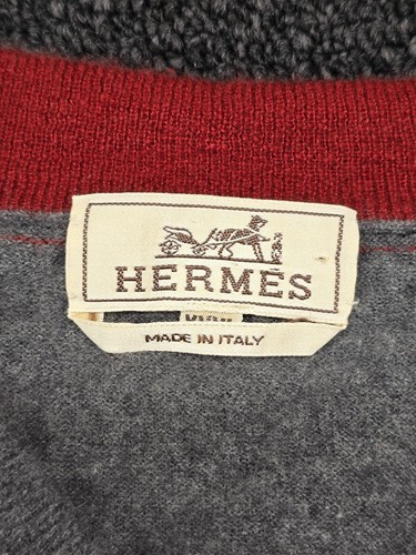 Hermes Cashmere V-Neck Sweater XXL Gray Italy Pullover - Picture 4 of 11